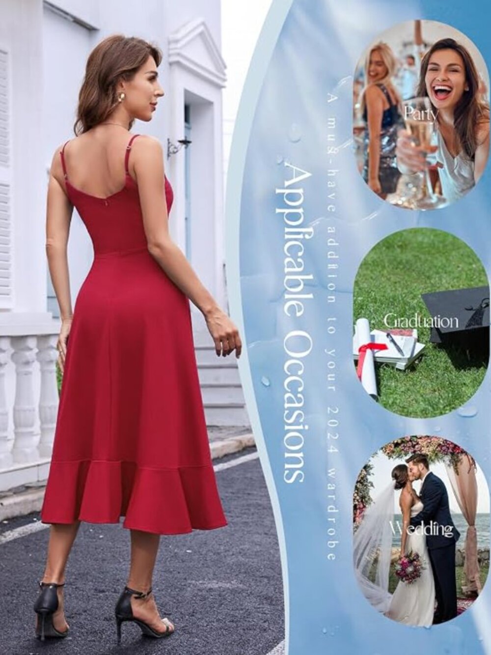 New Ruby Red Ruffle Cocktail Dress - Picture 3 of 12